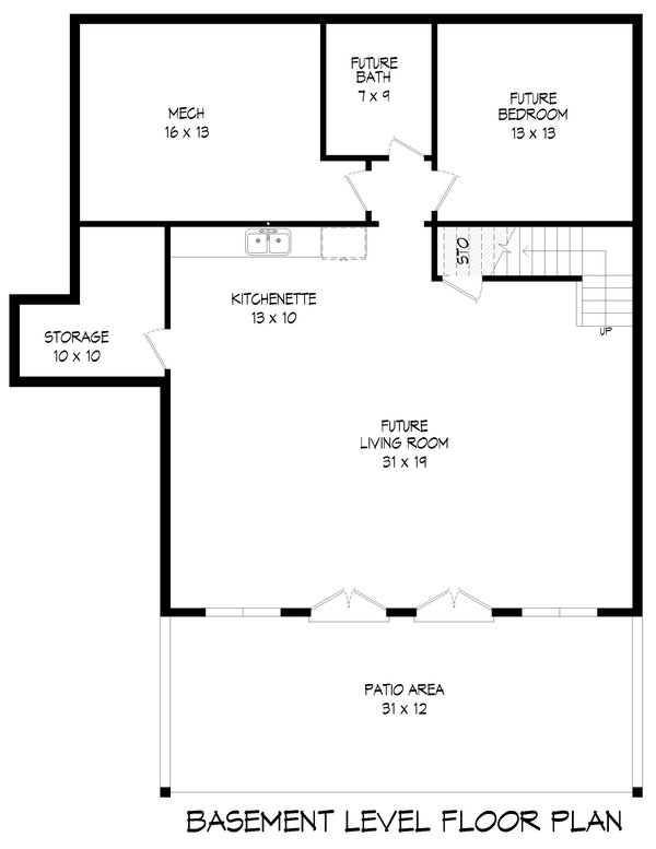 House Blueprint - Country Floor Plan - Lower Floor Plan #932-1058