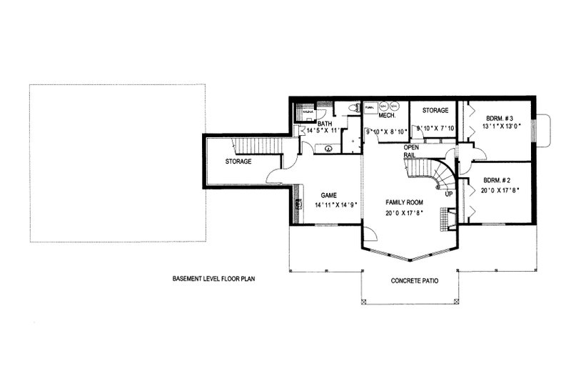 House Blueprint - Floor Plan - Lower Floor for Craftsman House Plan #117-1097 - 3 bed, 2.5 bath