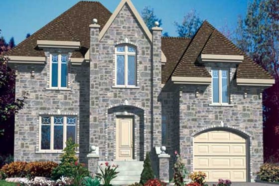 Exterior - Front Elevation for European House Plan #138-282 - 3 bed, 1.5 bath