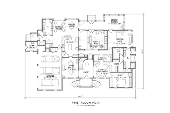 Floor Plan - Main Floor 1 for Classical House Plan #1054-53 - 5 bed, 5.5 bath