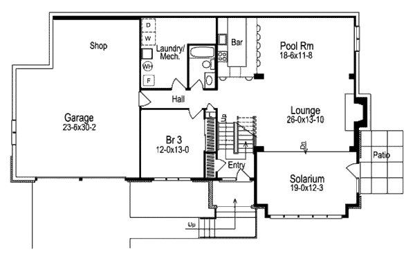 House Design - Modern Floor Plan - Lower Floor Plan #57-296