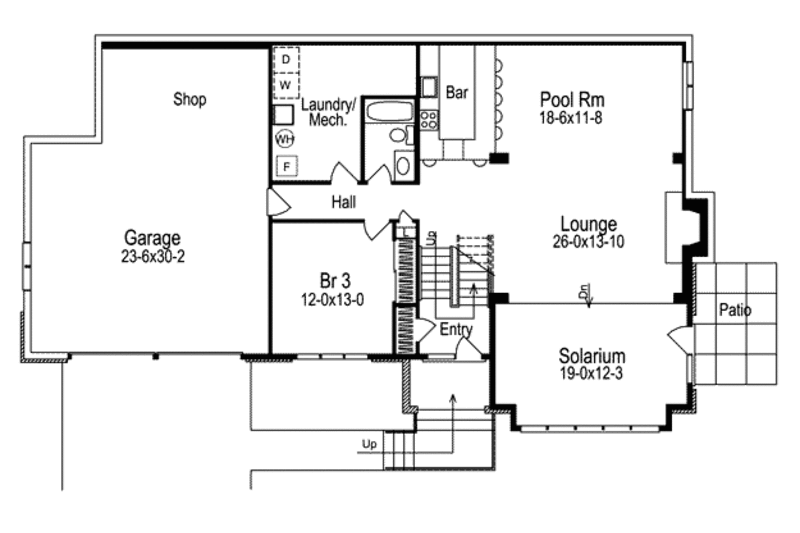 Architectural House Design - Floor Plan - Lower Floor for Modern House Plan #57-296 - 3 bed, 3 bath