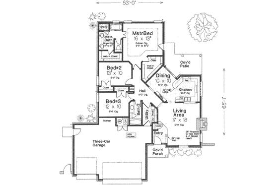 Floor Plan - Main Floor for European House Plan #310-292 - 3 bed, 2 bath