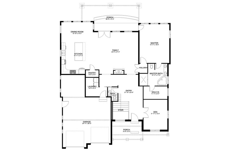 House Blueprint - Floor Plan - Main Floor for Traditional House Plan #1060-367 - 1 bed, 1.5 bath