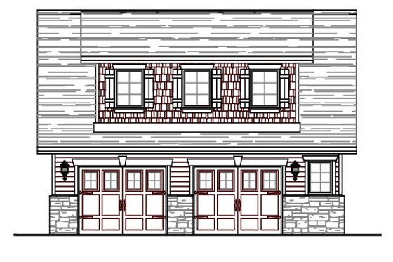Exterior - Front Elevation for Craftsman House Plan #487-4 - 1 bed, 1 bath