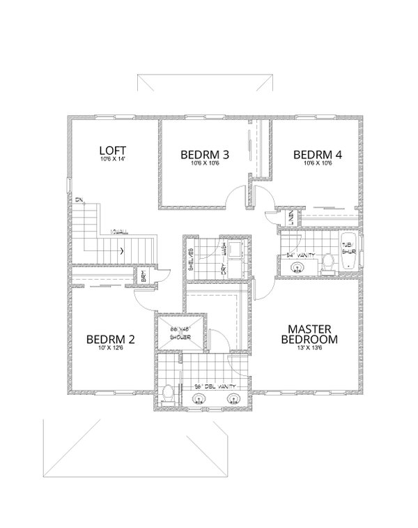 Traditional Floor Plan - Upper Floor Plan #112-214