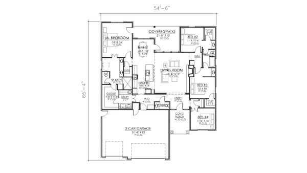 Traditional Floor Plan - Main Floor Plan #1098-2