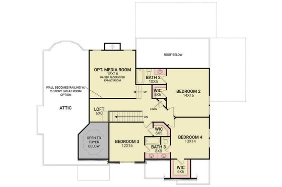 Floor Plan - Upper Floor for Traditional House Plan #119-477 - 4 bed, 3.5 bath