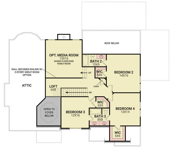 Dream House Plan - Floor Plan - Upper Floor for Traditional House Plan #119-477 - 4 bed, 3.5 bath