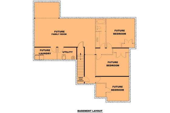 Floor Plan - Lower Floor for Ranch House Plan #1111-7 - 3 bed, 2 bath