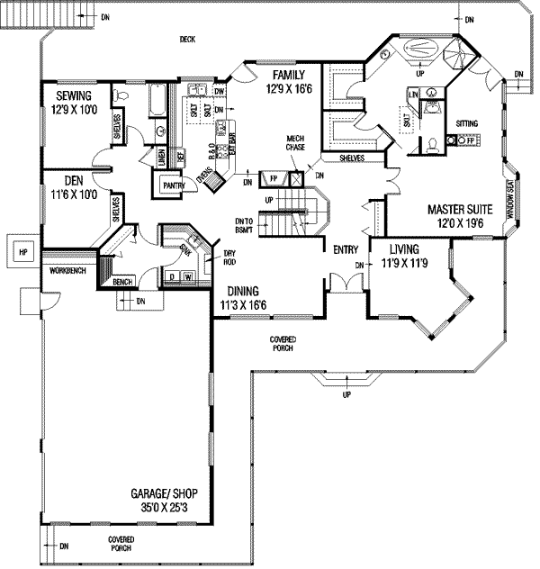 Farmhouse Floor Plan - Main Floor Plan #60-582