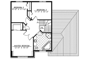 Floor Plan - Upper Floor for European House Plan #138-283 - 3 bed, 1.5 bath