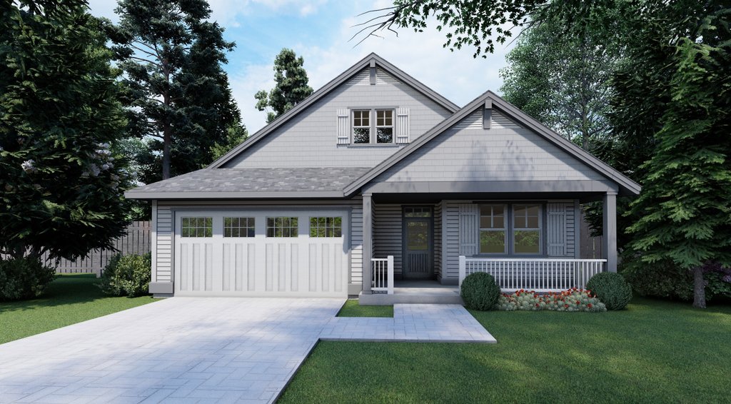 Exterior - Front Elevation 2 for Craftsman House Plan #53-515 - 3 bed, 2 bath