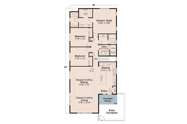 House Blueprint - Prairie Floor Plan - Main Floor Plan #124-1418