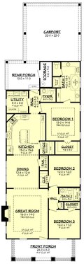 Floor Plan - Main Floor for Craftsman House Plan #430-79 - 3 bed, 2.5 bath