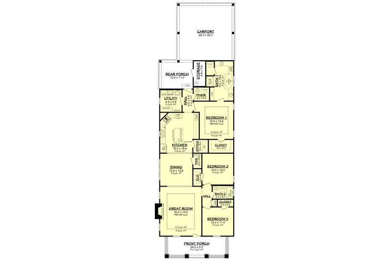 Home Plan - Floor Plan - Main Floor for Craftsman House Plan #430-79 - 3 bed, 2.5 bath