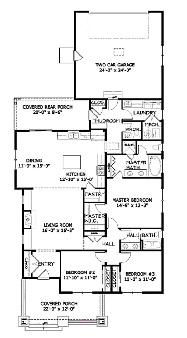 House Design - Craftsman Floor Plan - Main Floor Plan #434-4