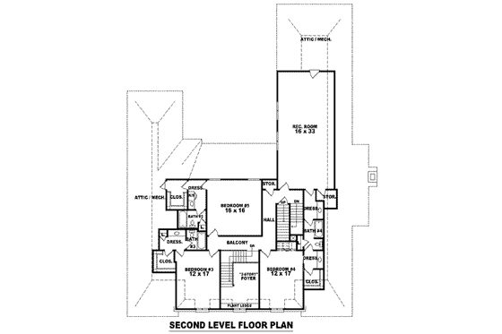 Floor Plan - Upper Floor for Colonial House Plan #81-1656 - 5 bed, 4 bath