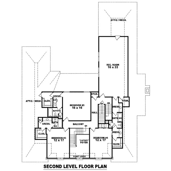 Colonial Floor Plan - Upper Floor Plan #81-1656