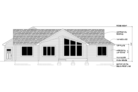 Exterior - Rear Elevation for Craftsman House Plan #112-190 - 3 bed, 2 bath