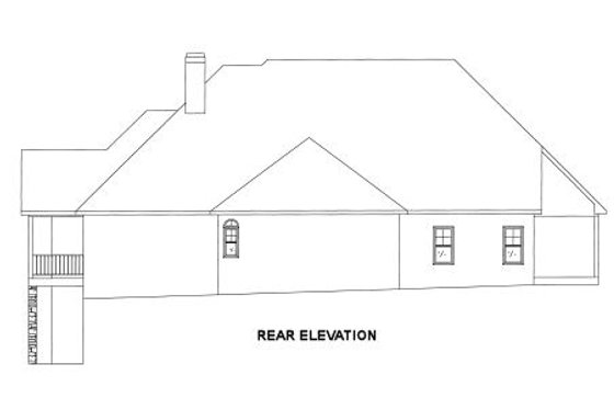 Exterior - Rear Elevation for Traditional House Plan #437-45 - 4 bed, 3.5 bath