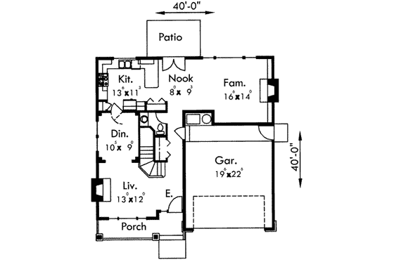 Floor Plan - Main Floor for Traditional House Plan #303-442 - 4 bed, 2.5 bath