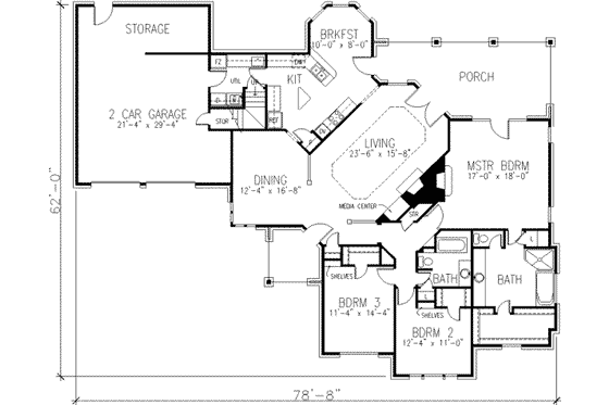 Floor Plan - Main Floor for European House Plan #410-358 - 3 bed, 3 bath
