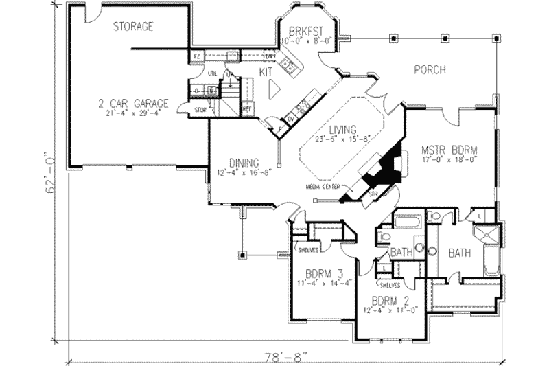 Architectural House Design - Floor Plan - Main Floor for European House Plan #410-358 - 3 bed, 3 bath