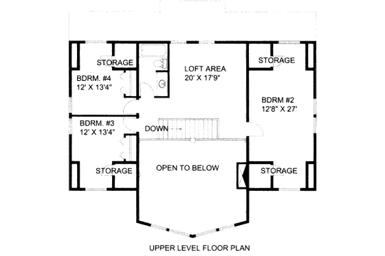 Floor Plan - Upper Floor for Craftsman House Plan #117-702 - 4 bed, 3 bath
