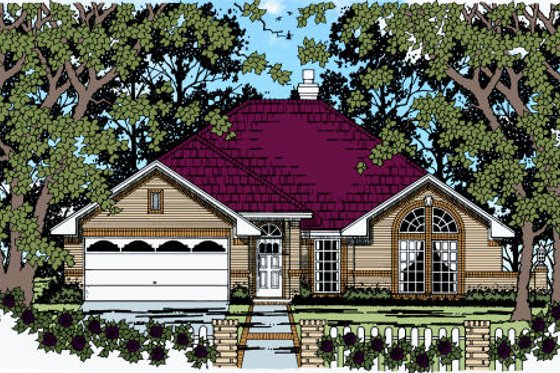 Exterior - Front Elevation for Traditional House Plan #42-361 - 3 bed, 2 bath
