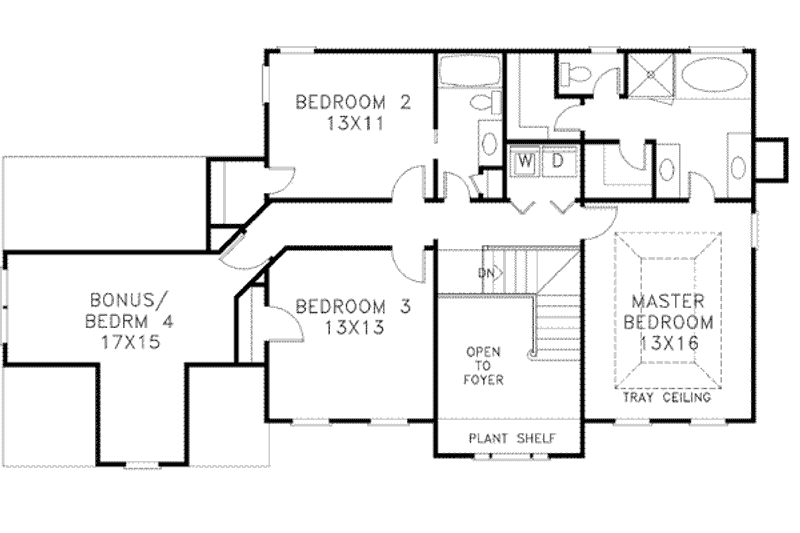 Home Plan - Floor Plan - Upper Floor for Colonial House Plan #56-145 - 4 bed, 2.5 bath