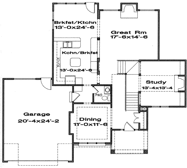 Traditional Floor Plan - Main Floor Plan #6-102
