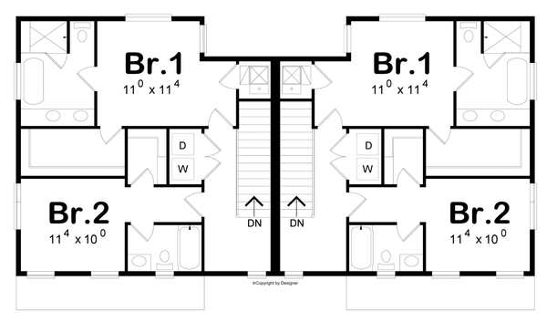 House Plan Design - Floor Plan - Upper Floor for Contemporary House Plan #20-2620 - 3 bed, 3.5 bath