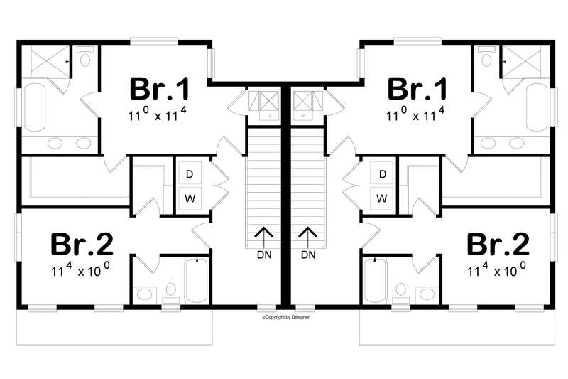 House Blueprint - Floor Plan - Upper Floor for Contemporary House Plan #20-2620 - 3 bed, 3.5 bath