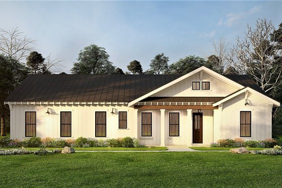 Exterior - Front Elevation 3 for Ranch House Plan #54-548 - 3 bed, 2.5 bath