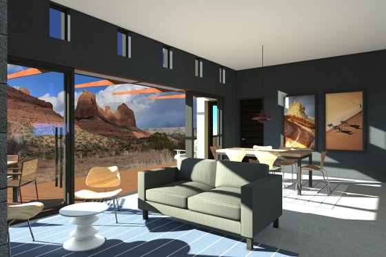 Interior - Family Room for Modern House Plan #933-14 - 2 bed, 2 bath