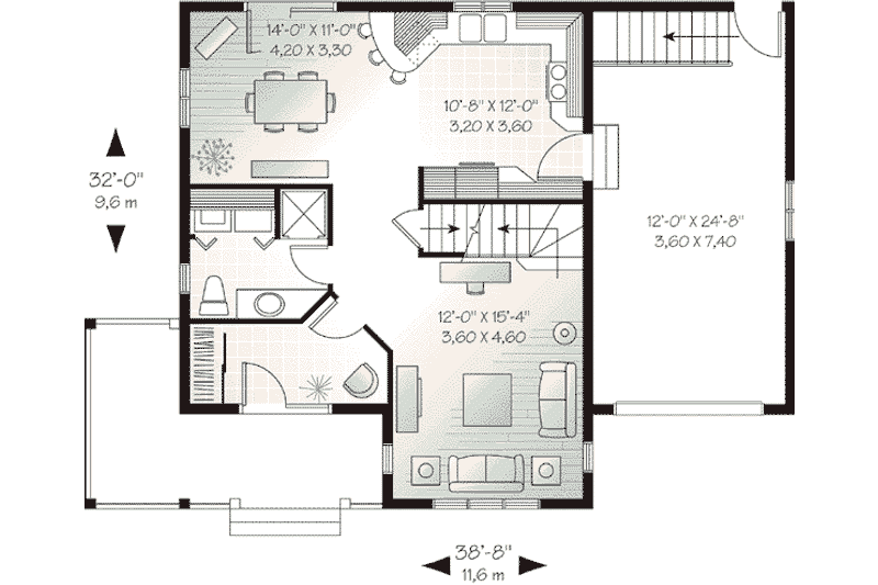 Dream House Plan - Floor Plan - Main Floor for Country House Plan #23-482 - 3 bed, 2 bath