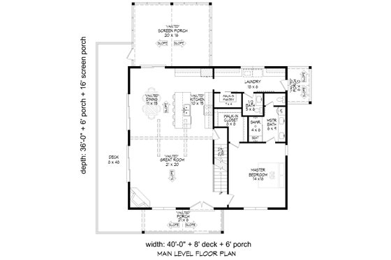 Floor Plan - Main Floor for Country House Plan #932-1227 - 4 bed, 3.5 bath