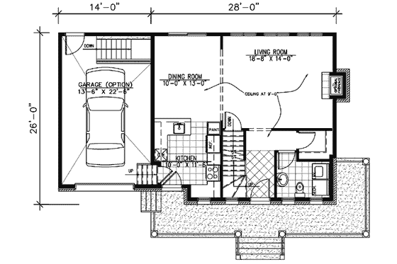 Floor Plan - Main Floor for Traditional House Plan #138-276 - 3 bed, 1.5 bath