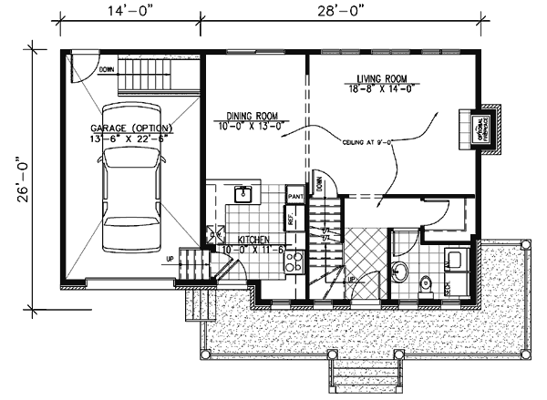Floor Plan - Main Floor for Traditional House Plan #138-276 - 3 bed, 1.5 bath