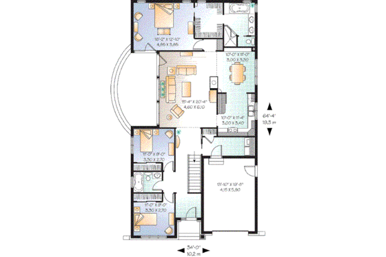 Floor Plan - Main Floor for Craftsman House Plan #23-649 - 3 bed, 2 bath