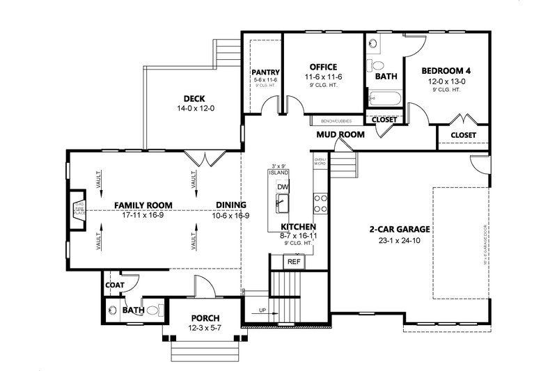 House Blueprint - Floor Plan - Main Floor for Contemporary House Plan #1080-33 - 4 bed, 3.5 bath