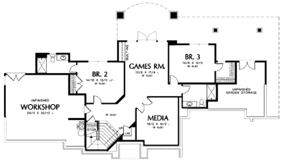 House Design - European Floor Plan - Lower Floor Plan #48-131