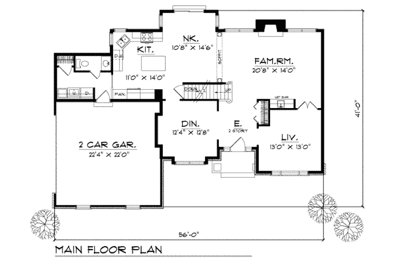 Dream House Plan - Floor Plan - Main Floor for Traditional House Plan #70-337 - 3 bed, 2.5 bath