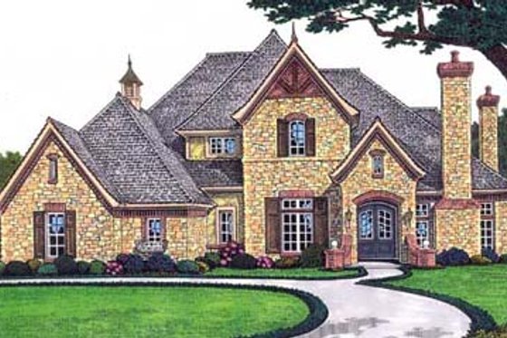 Exterior - Front Elevation for European House Plan #310-560 - 4 bed, 3.5 bath