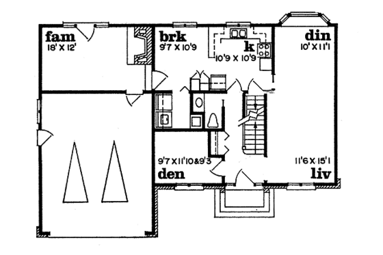 Floor Plan - Main Floor for Colonial House Plan #47-130 - 4 bed, 2.5 bath