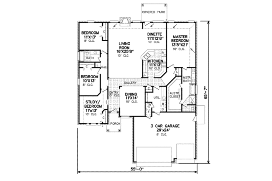 Floor Plan - Main Floor for Traditional House Plan #65-320 - 4 bed, 2 bath