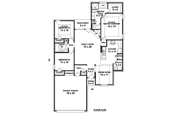 Floor Plan - Main Floor for European House Plan #81-1430 - 3 bed, 2 bath