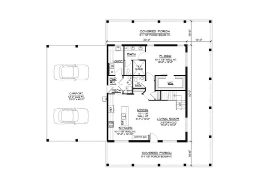 Floor Plan - Main Floor for Barndominium House Plan #1064-230 - 3 bed, 2.5 bath