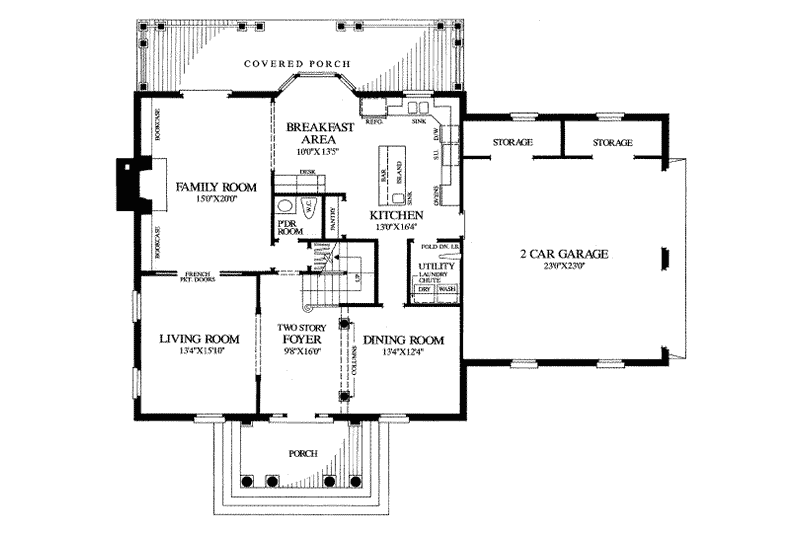 House Plan Design - Floor Plan - Main Floor for Colonial House Plan #137-171 - 4 bed, 2.5 bath